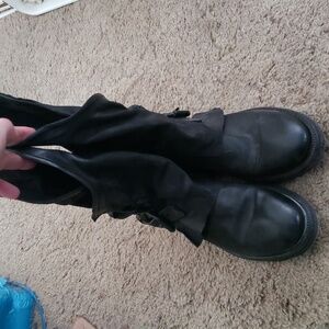 A.S.98 Black Combat & Moto Leather Boots